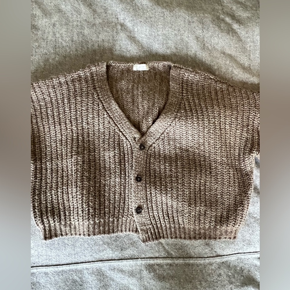 Oak + Fort Cropped Oversized Tan Cardigan sz. small